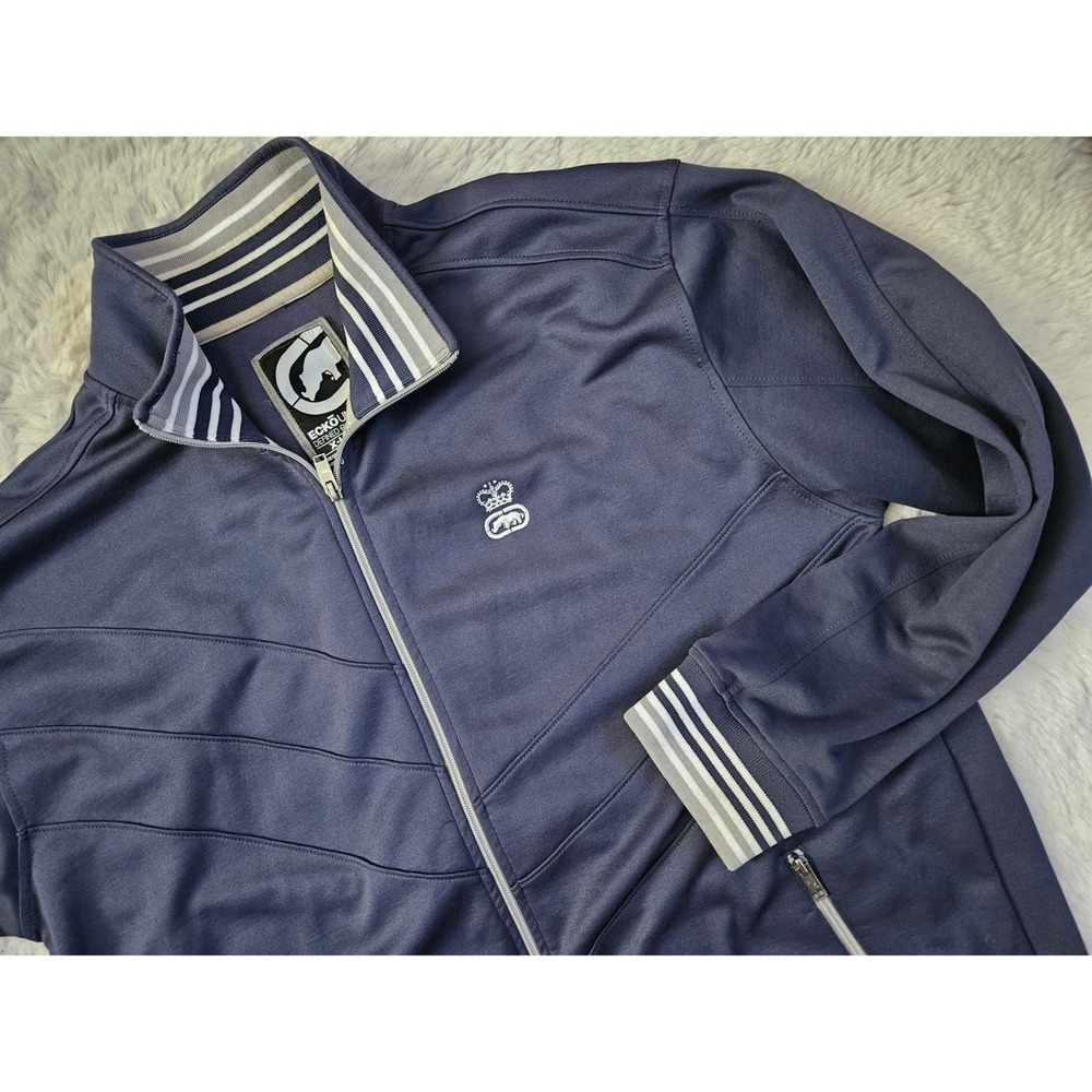 Vintage 2000s Ecko Unltd Track Jacket Navy Blue Crown Rhino Zip Up XL Y2K